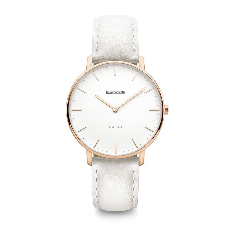 Klocka Classico 36 Leather Rosegold White Grey
