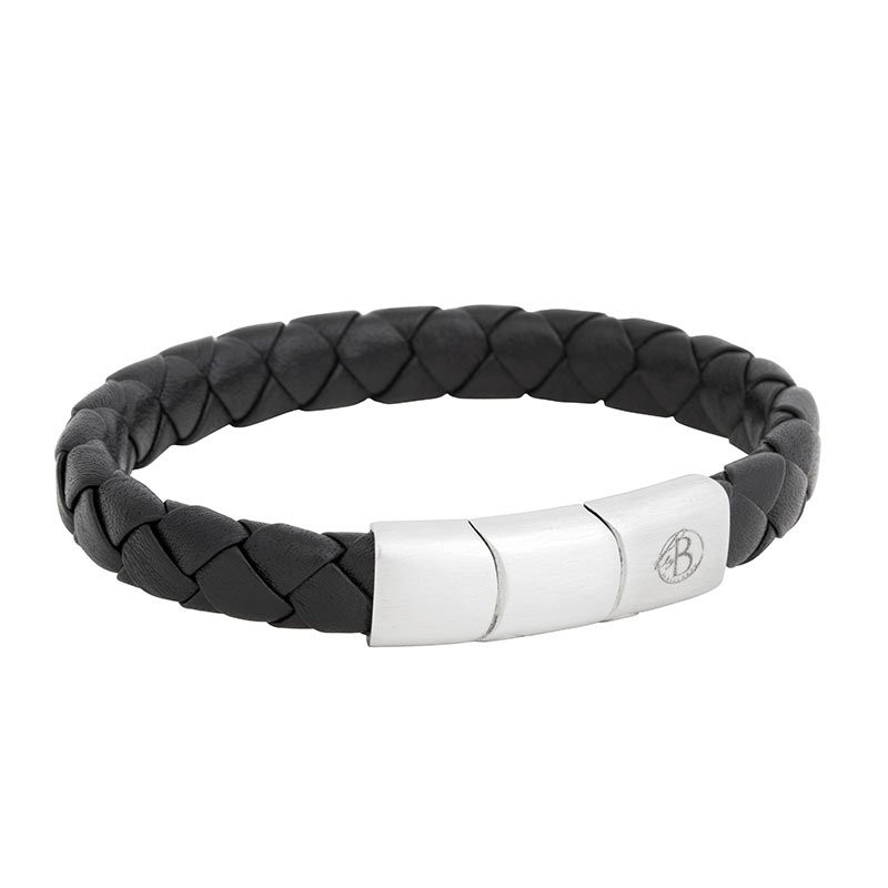 Läderarmband Leonard Svart 19-21 cm