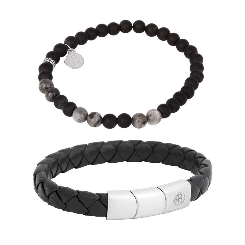 Armbandsset Leonard/Bruno Svart/Grå