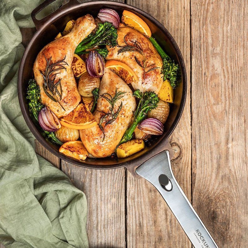 Stekpanna Kolstål 24 cm med löstagbart handtag