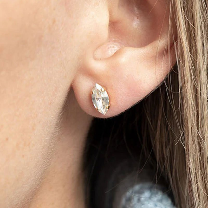 Petite Navette Örhänge Gold Crystal