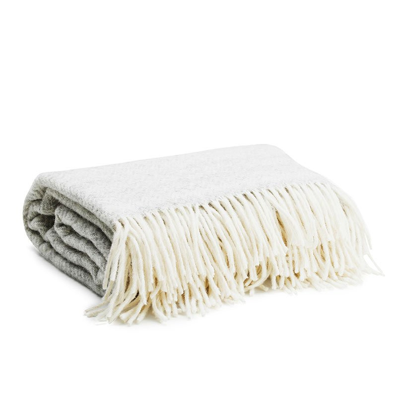 Ullpläd - Fiskben - Ljusgrå