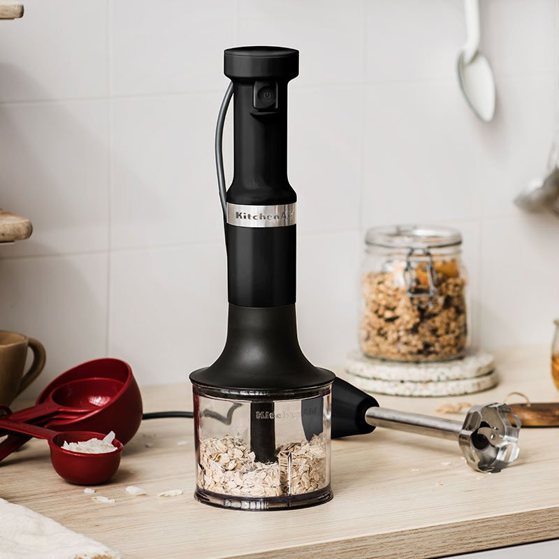 Stavmixer med Hack, Visp & Mixerskål Svart