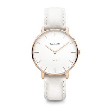 Klocka Classico 36 Leather Rosegold White Grey