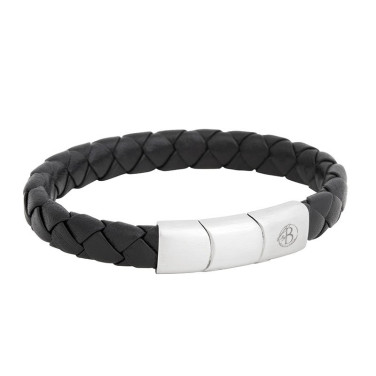 Läderarmband Leonard Svart 19-21 cm