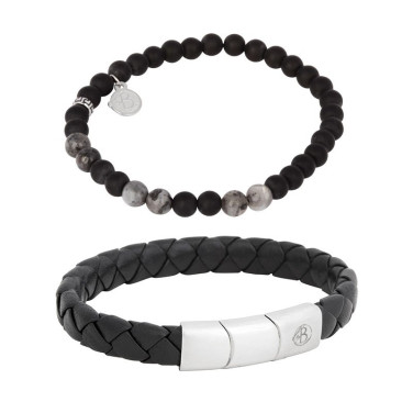 Armbandsset Leonard/Bruno Svart/Grå