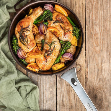 Stekpanna Kolstål 24 cm med löstagbart handtag