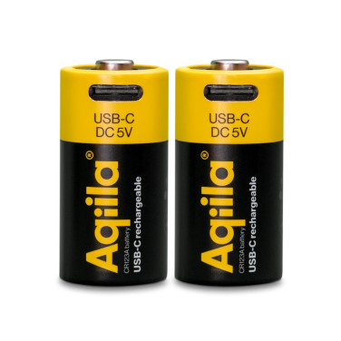 Uppladdningsbart USB-C Lithium batteri CR123A 2-p